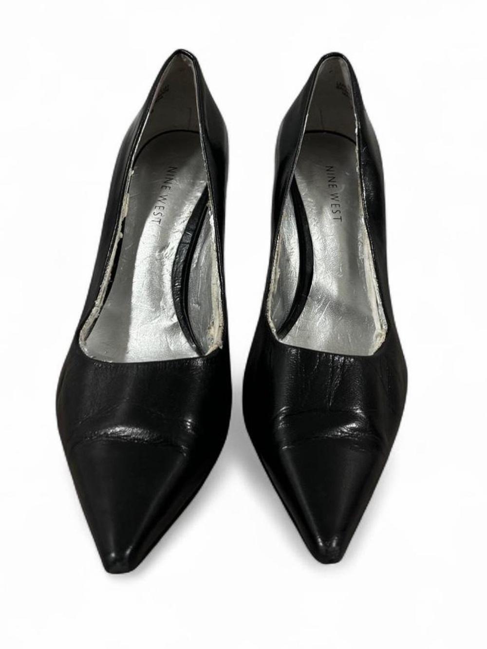 Nine West Black Leather Pointed-Toe Pumps